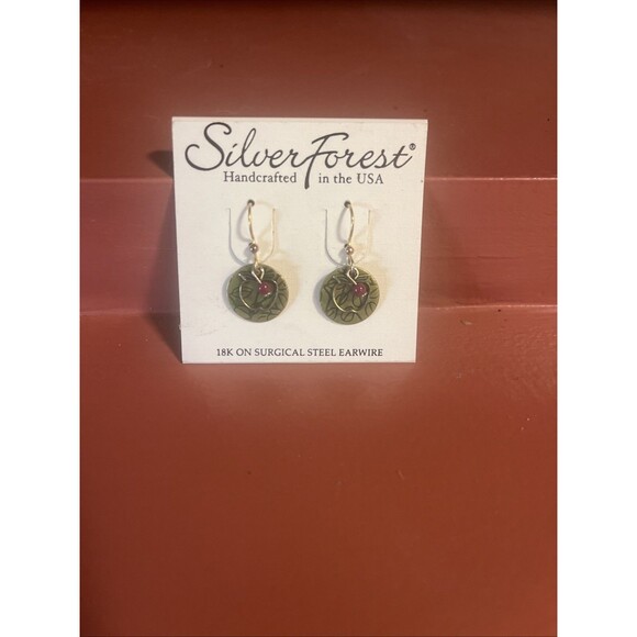 Silver Forest Handcrafted 18K Surgical Steel Earrings, Apple Teacher Gift, USA - Picture 2 of 3